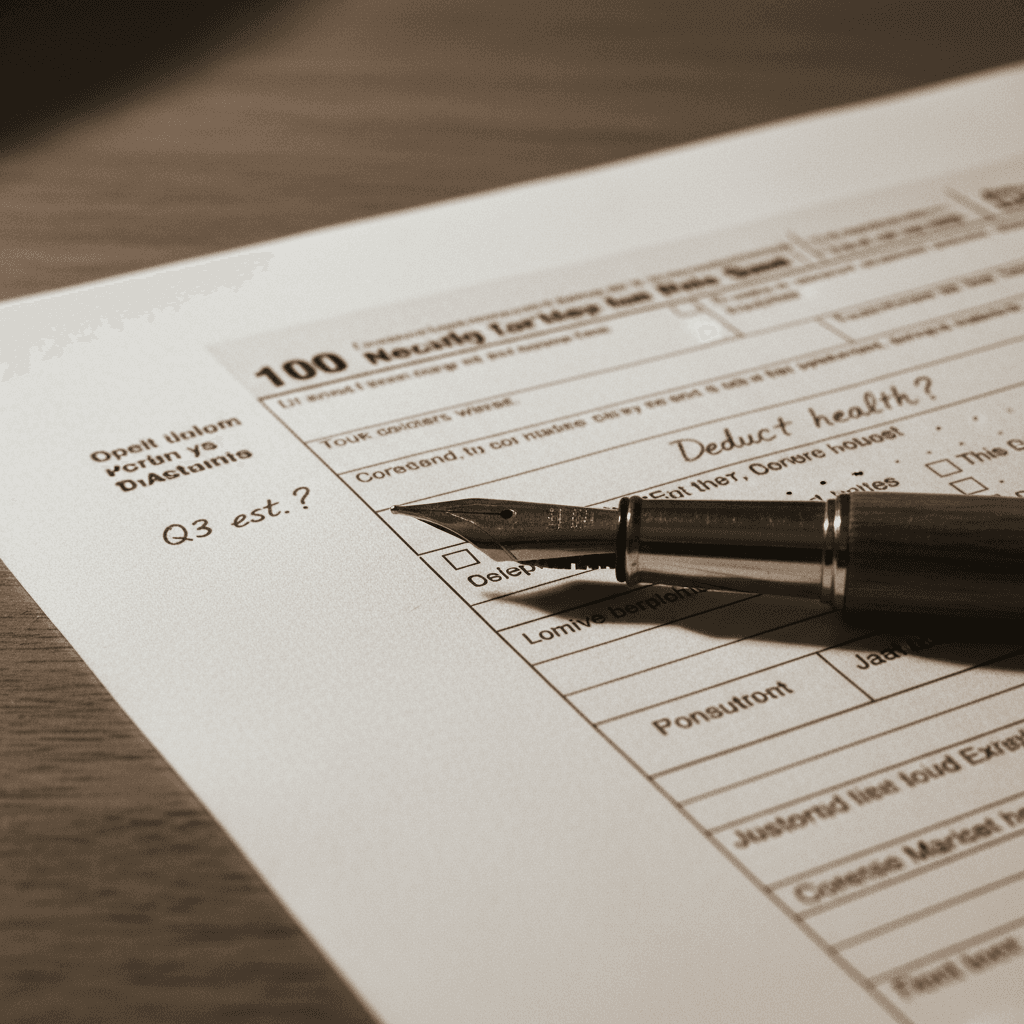 Pen and notes on a tax form