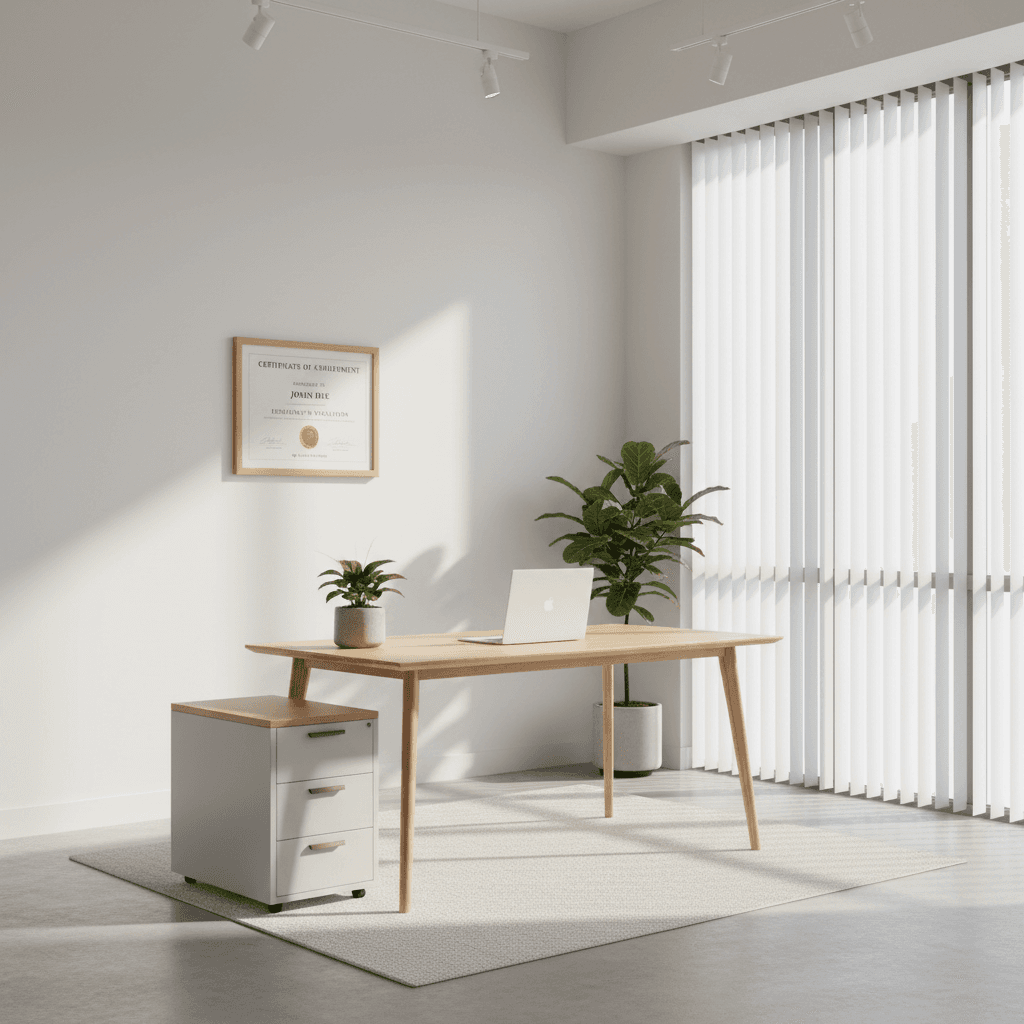 Clean and organized accounting office workspace