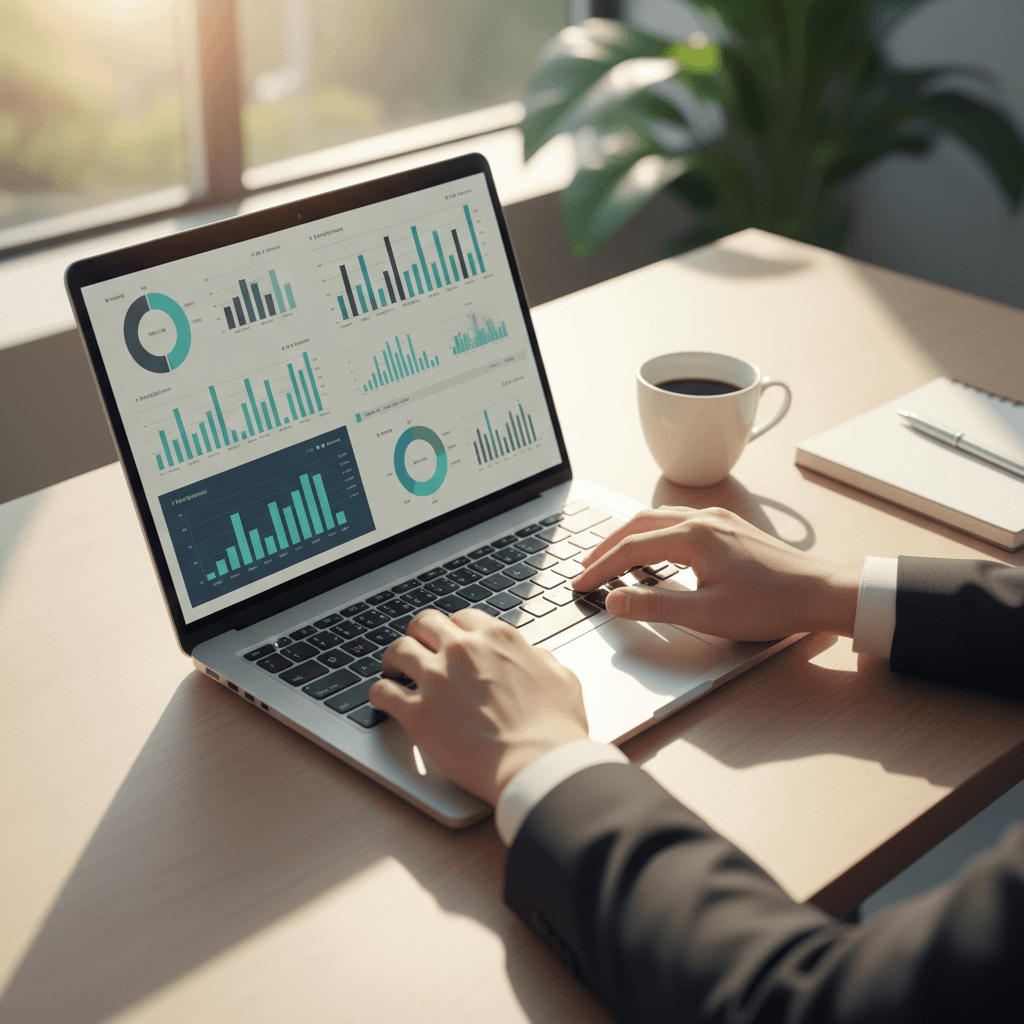Accountant reviewing financial documents at desk