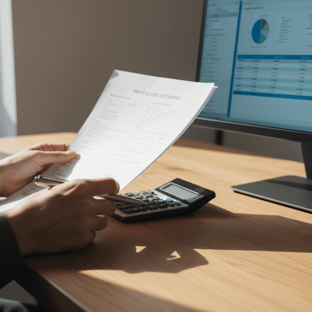 Financial statement with calculator